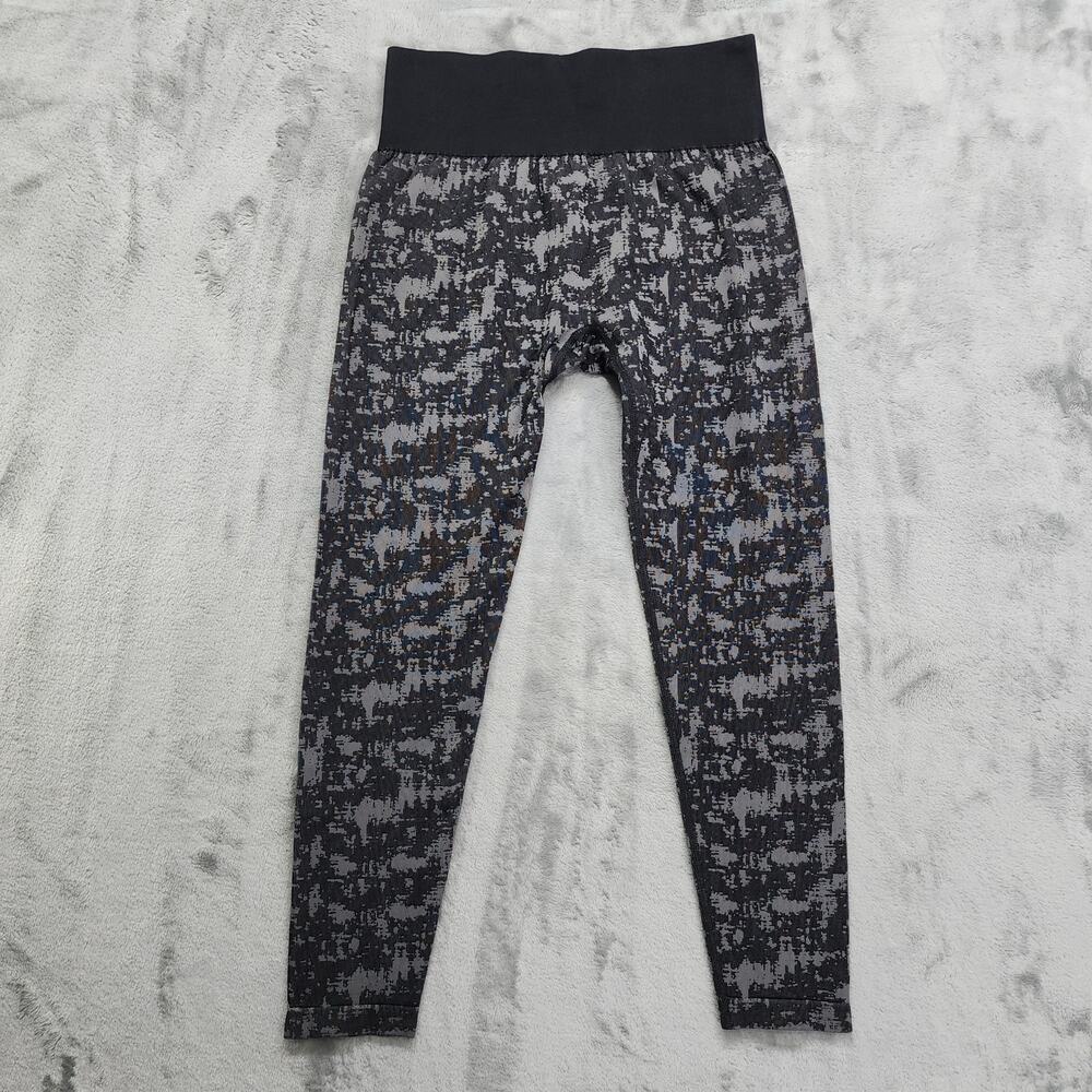 Z by Zella Pants‎ Womens L Black Gray Seamless Jacquard High Waist 7/8 Leggings